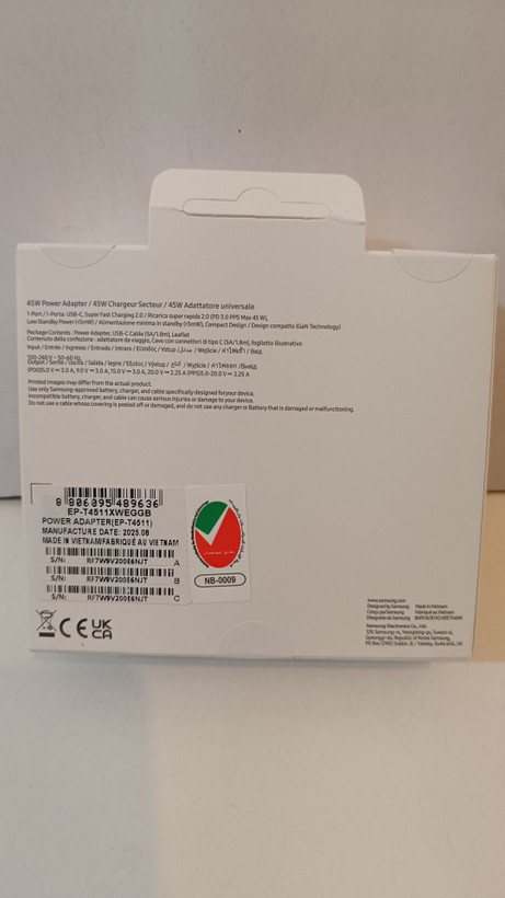 شارژر سامسونگ مدل EP-T4511 45W دو پین همراه کابل اصل