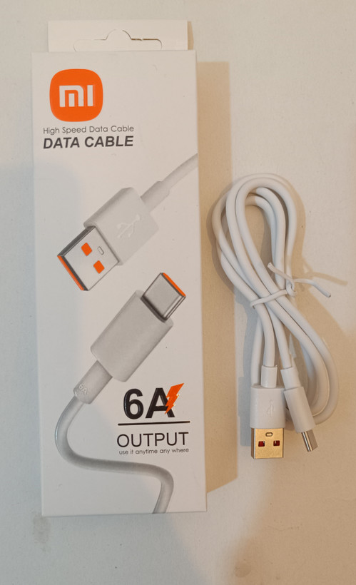 کابل شارژ و دیتا Type C فست 1 متری Xiaomi 6A پک سفید